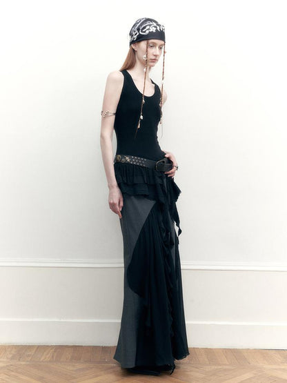 AnnoMundi Two Tone Striped Reversible Mermaid Maxi Skirt