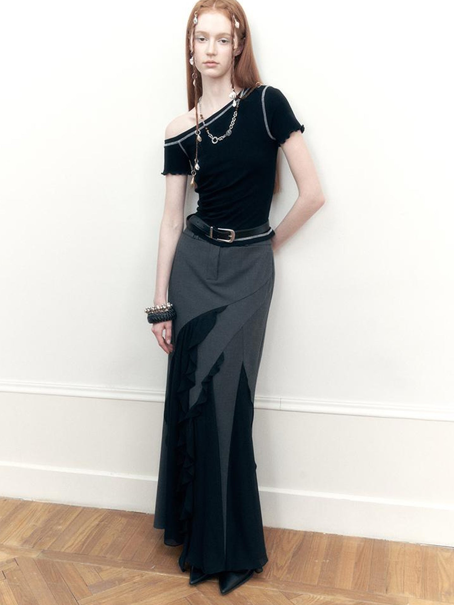 AnnoMundi Two Tone Striped Reversible Mermaid Maxi Skirt