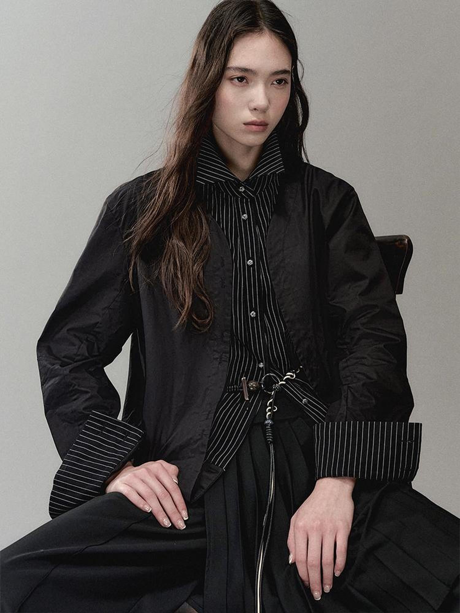 AnnoMundi Two Way Stripe Shirt With Layered Pocket Detail