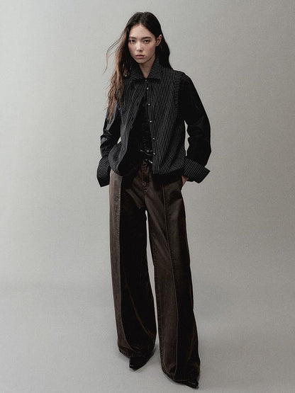 AnnoMundi Two Way Stripe Shirt With Layered Pocket Detail
