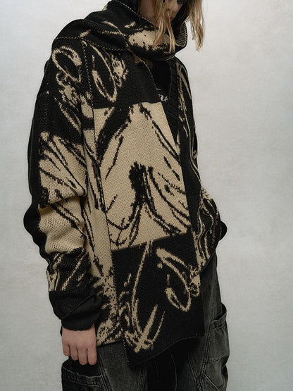 AnnoMundi V-Neck Abstract Doodle Heart Cardigan