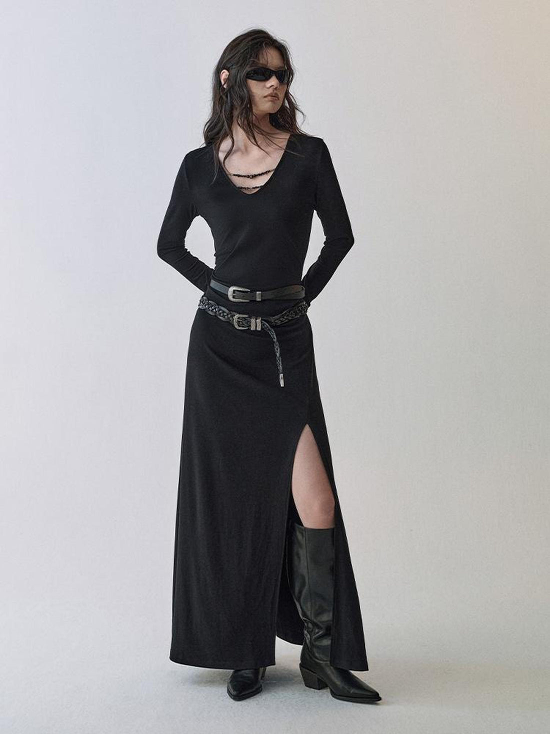 AnnoMundi V-Neck Beaded Knit Dress