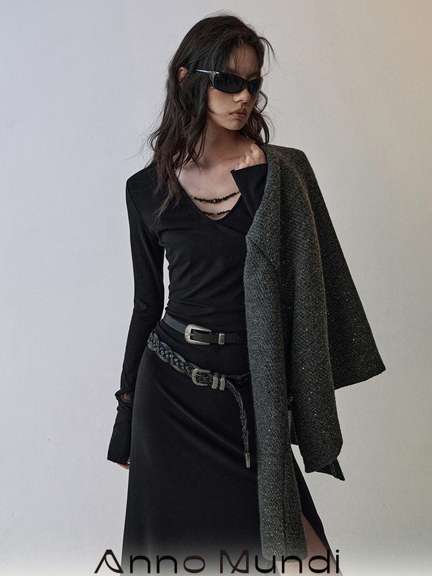 AnnoMundi V-Neck Beaded Knit Dress