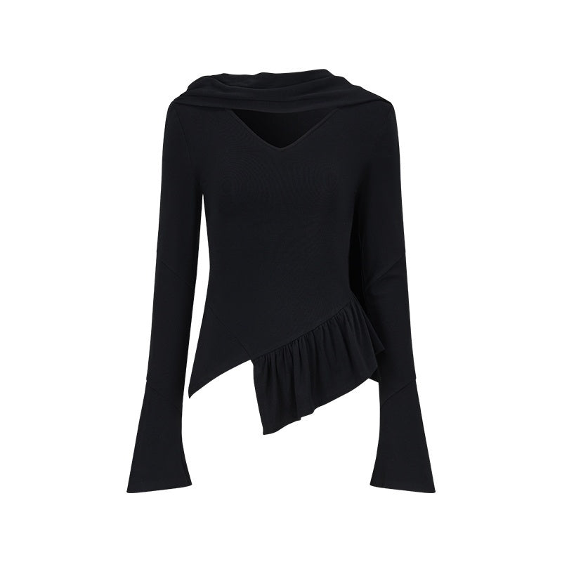 AnnoMundi_V-neck_Ribbon_Scarf_Deconstructed_Brushed_Women&