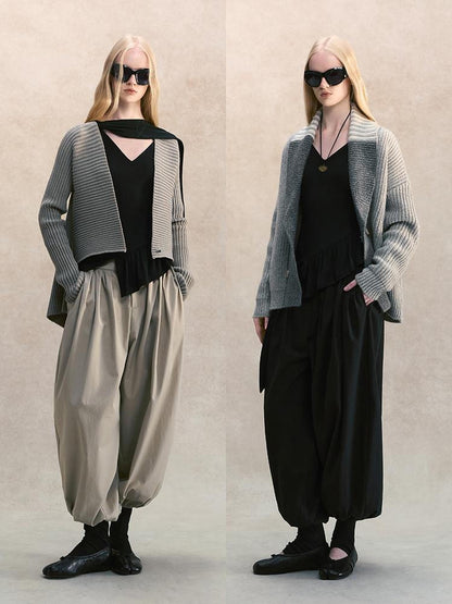 AnnoMundi V-neck Ribbon Scarf Deconstructed Brushed Women&