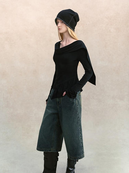 AnnoMundi V-neck Ribbon Scarf Deconstructed Brushed Women&