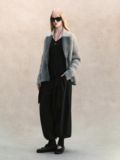 AnnoMundi V-neck Ribbon Scarf Deconstructed Brushed Women&