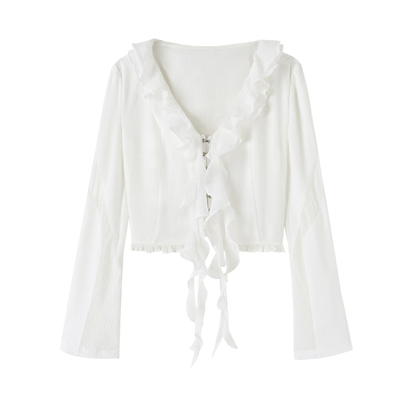 AnnoMundi_V-neck_Wave_Texture_Blouse_with_Ruffle_Trim_MISSTT