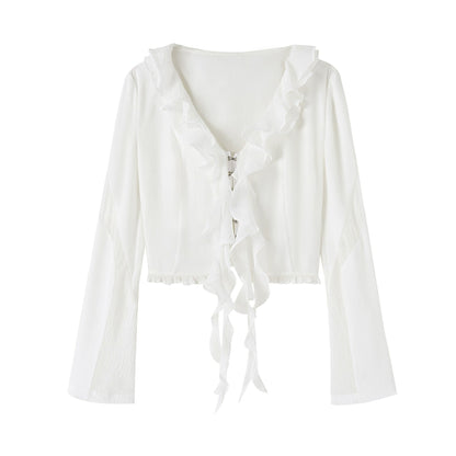 AnnoMundi_V-neck_Wave_Texture_Blouse_with_Ruffle_Trim_MISSTT