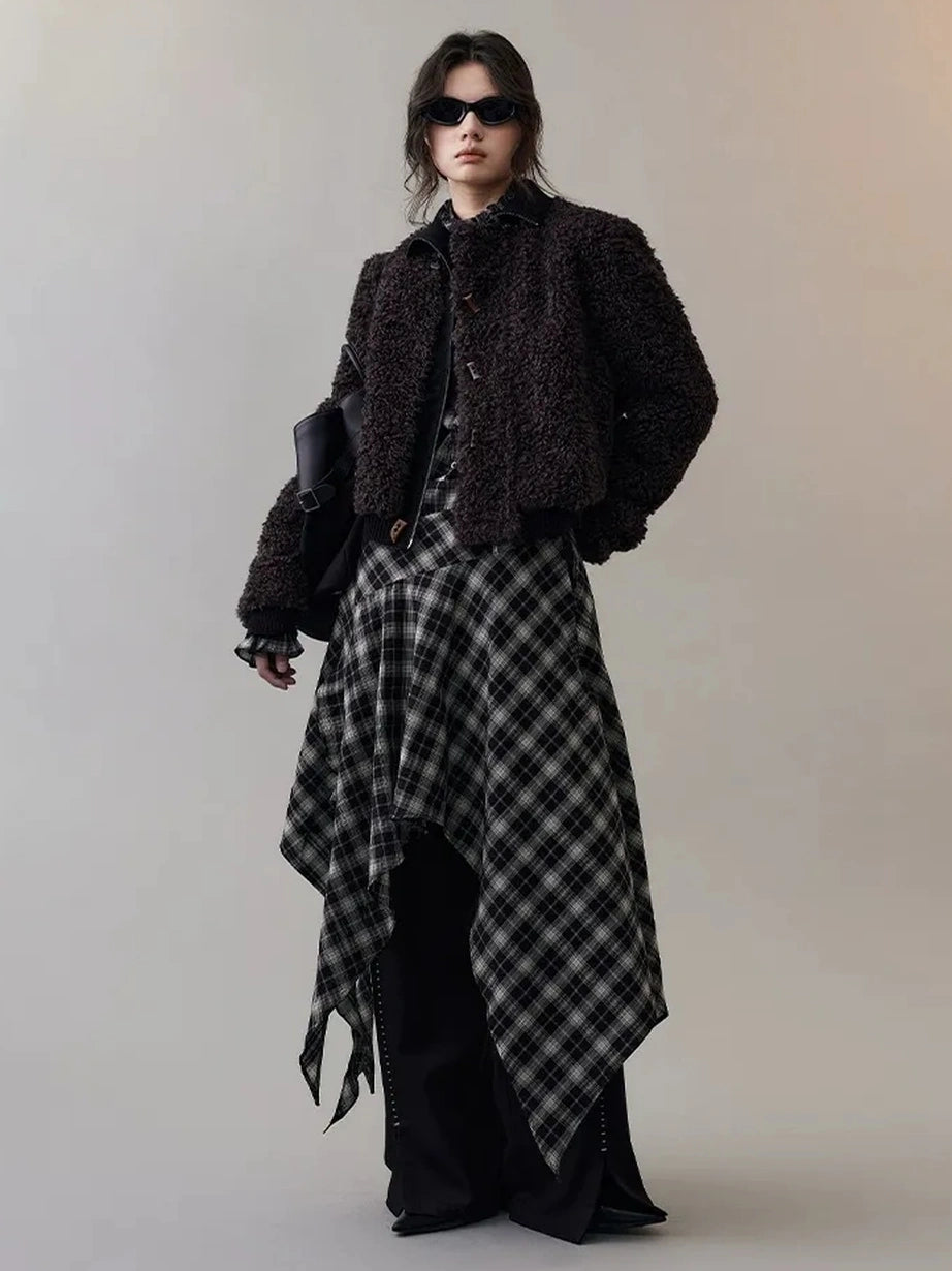 AnnoMundi Velvet Weave Knot Trimmed Leather Fur Jacket Jacket