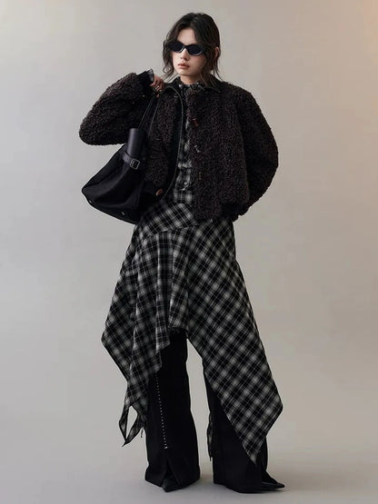 AnnoMundi Velvet Weave Knot Trimmed Leather Fur Jacket Jacket