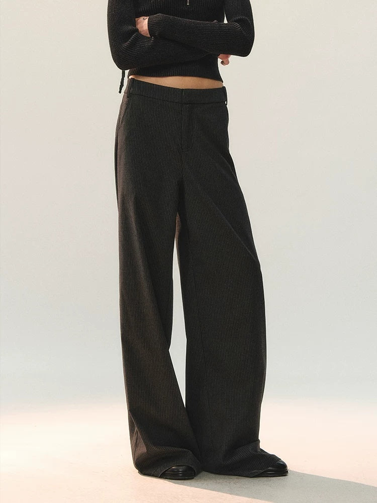 AnnoMundi Versatile Mid Rise Straight Leg Tailored Dark Gray Ladies Pants