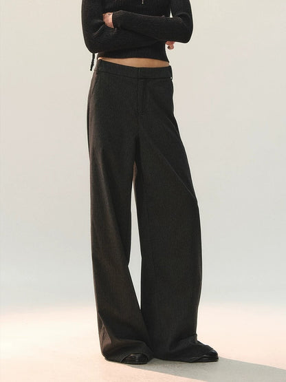 AnnoMundi Versatile Mid Rise Straight Leg Tailored Dark Gray Ladies Pants