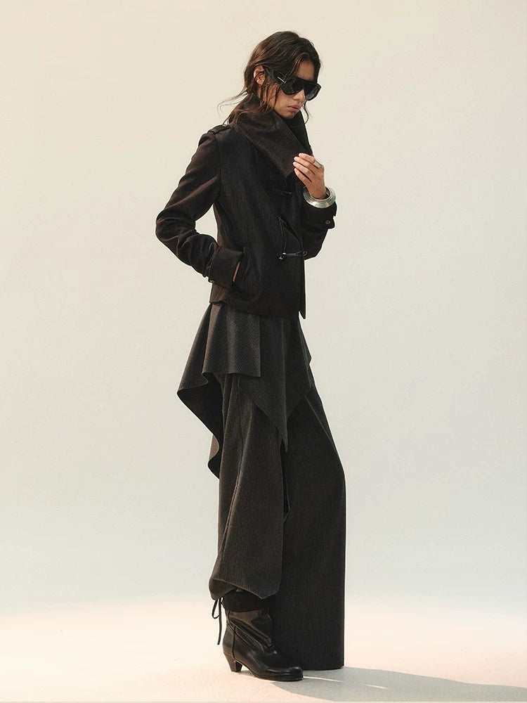 AnnoMundi Versatile Mid Rise Straight Leg Tailored Dark Gray Ladies Pants