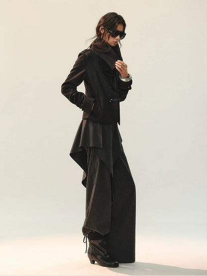 AnnoMundi Versatile Mid Rise Straight Leg Tailored Dark Gray Ladies Pants