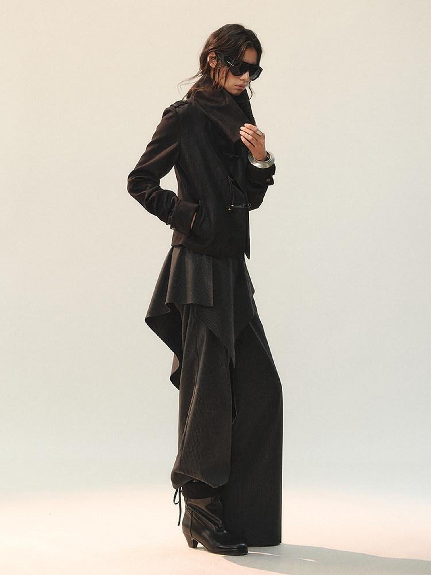 AnnoMundi Versatile Mid Rise Straight Leg Tailored Dark Gray Ladies Pants