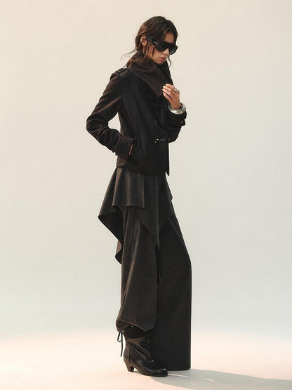 AnnoMundi Versatile Mid Rise Straight Leg Tailored Dark Gray Ladies Pants