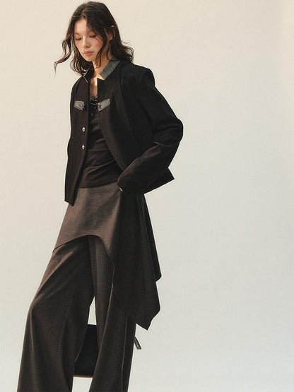 AnnoMundi Versatile Mid Rise Straight Leg Tailored Dark Gray Ladies Pants