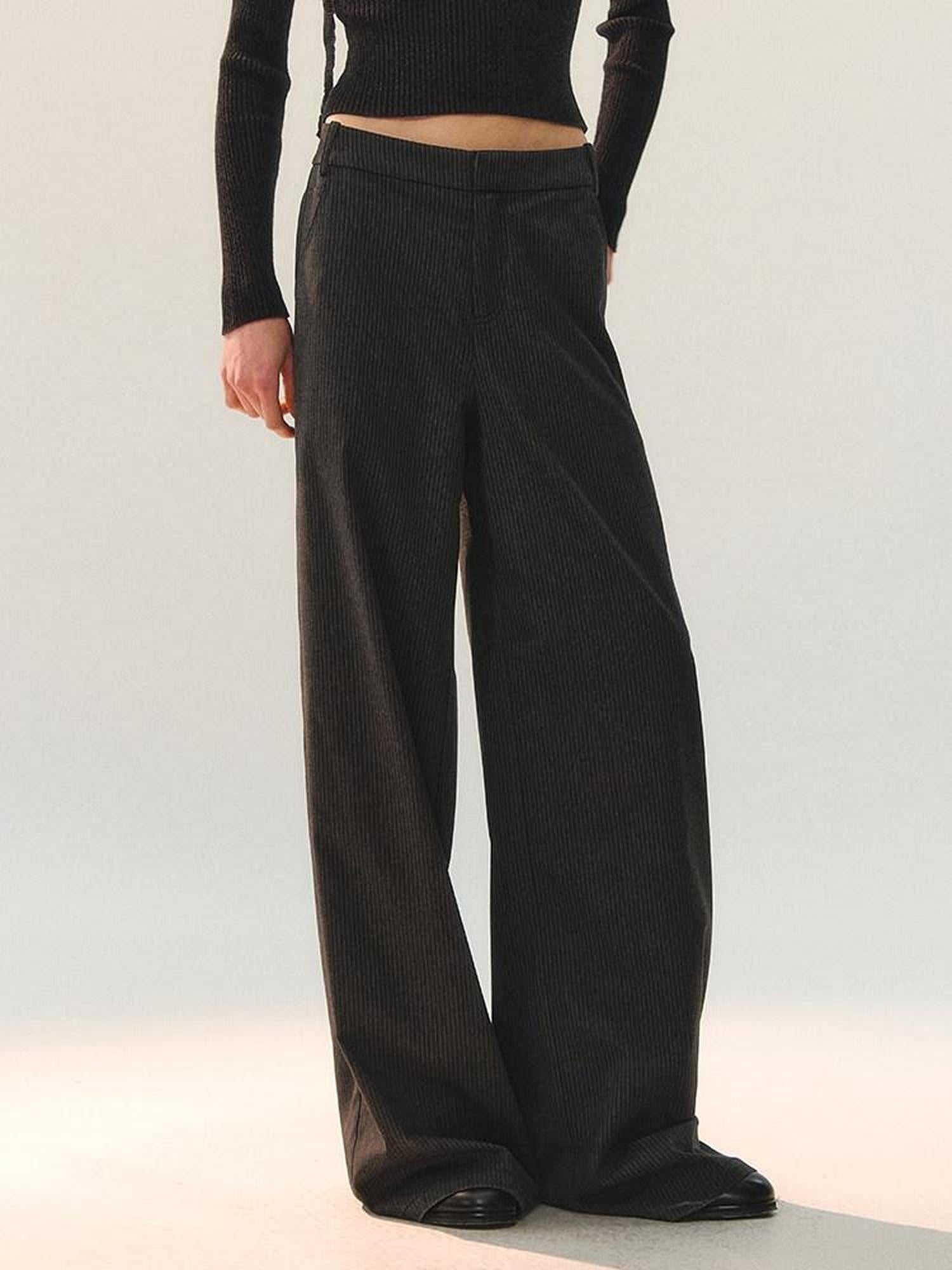 AnnoMundi Versatile Mid Rise Straight Leg Tailored Dark Gray Ladies Pants