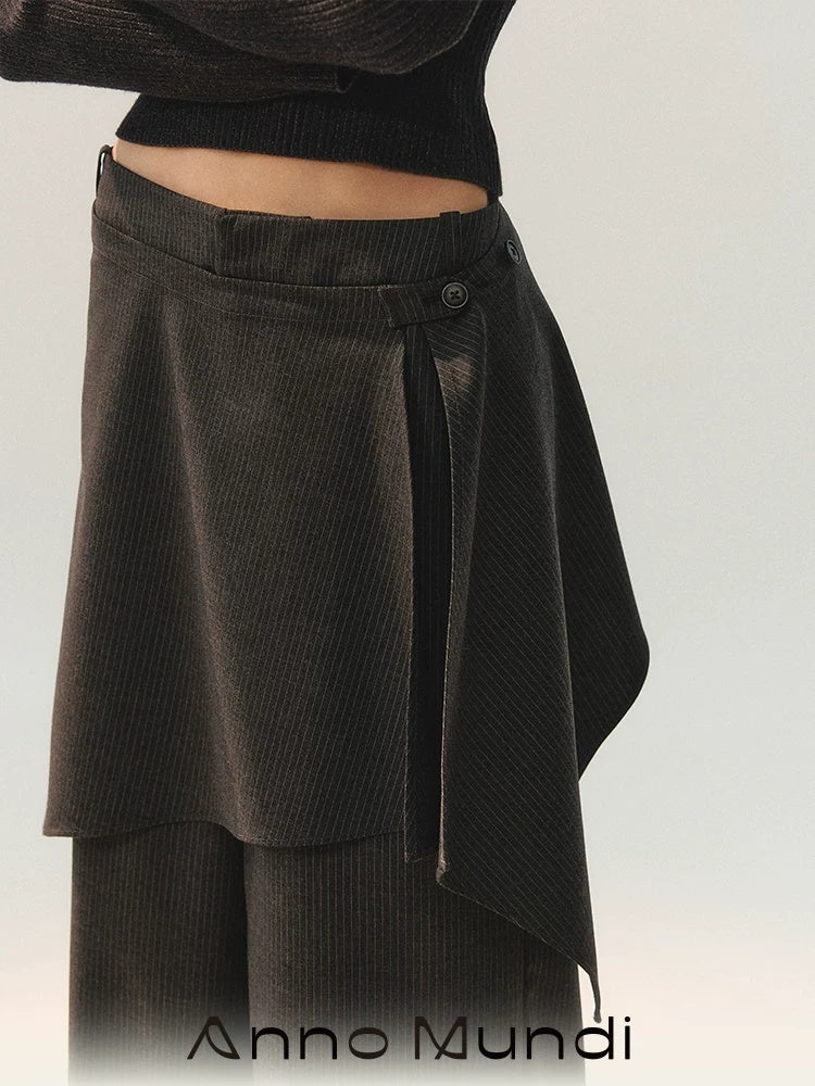 AnnoMundi Versatile Mid Rise Straight Leg Tailored Dark Gray Ladies Pants