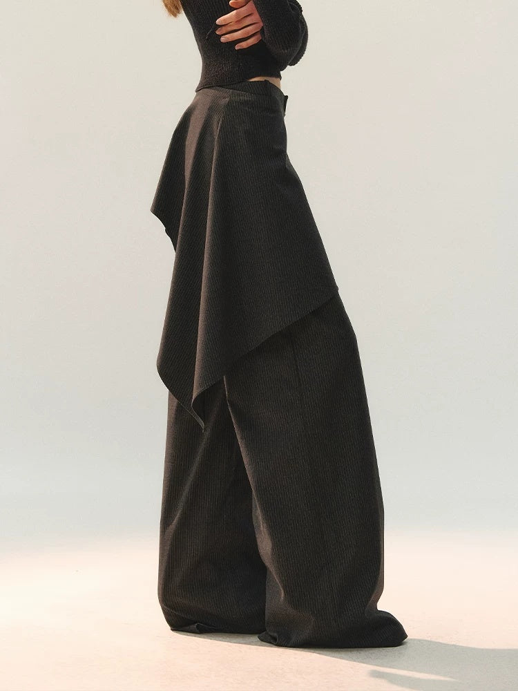 AnnoMundi Versatile Mid Rise Straight Leg Tailored Dark Gray Ladies Pants