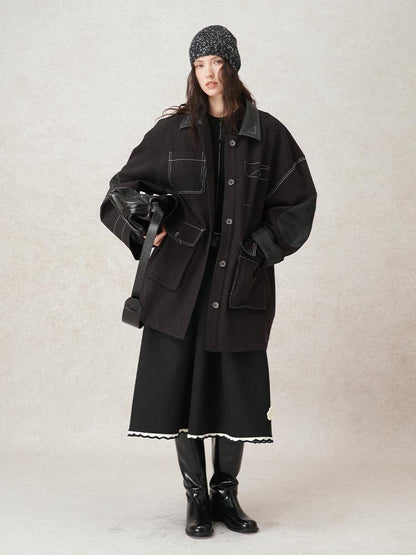 AnnoMundi Vintage Barn Jacket With Leather Accents