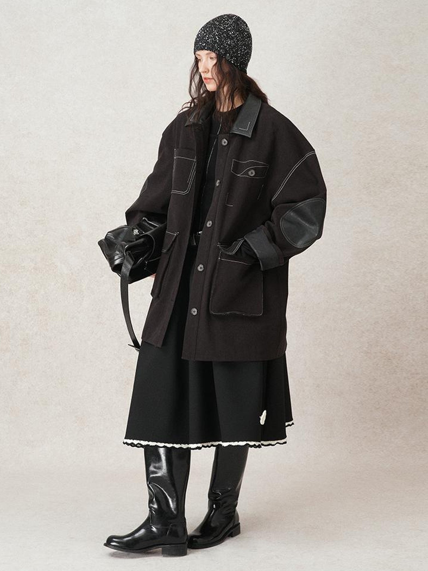 AnnoMundi Vintage Barn Jacket With Leather Accents