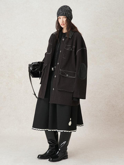 AnnoMundi Vintage Barn Jacket With Leather Accents