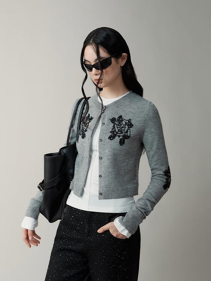 AnnoMundi Vintage Beaded Embroidery Knit Cardigan