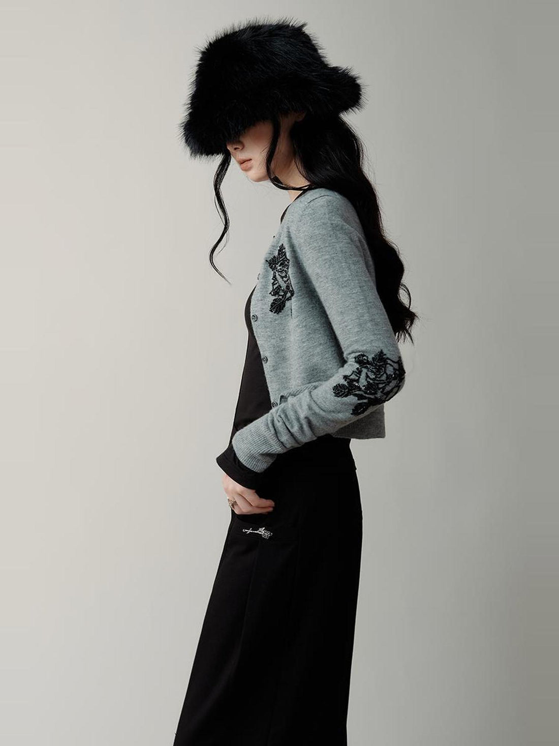 AnnoMundi Vintage Beaded Embroidery Knit Cardigan