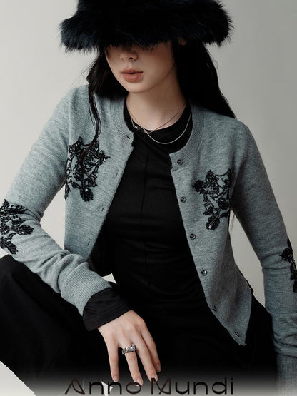 AnnoMundi Vintage Beaded Embroidery Knit Cardigan