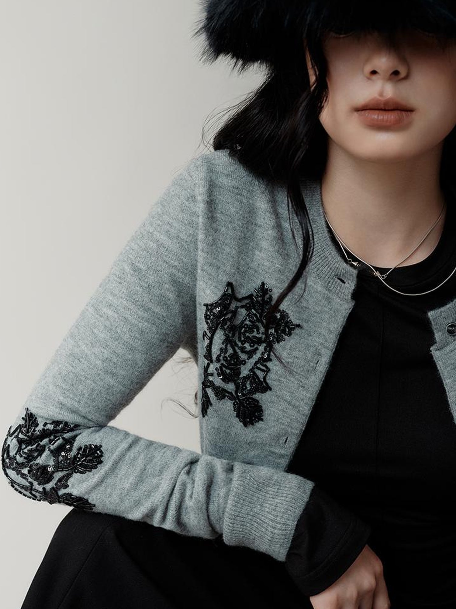 AnnoMundi Vintage Beaded Embroidery Knit Cardigan