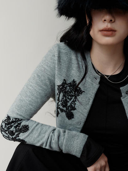 AnnoMundi Vintage Beaded Embroidery Knit Cardigan