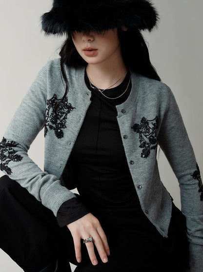 AnnoMundi Vintage Beaded Embroidery Knit Cardigan