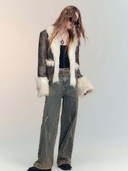 AnnoMundi Vintage Blue Cracked Flare Jeans