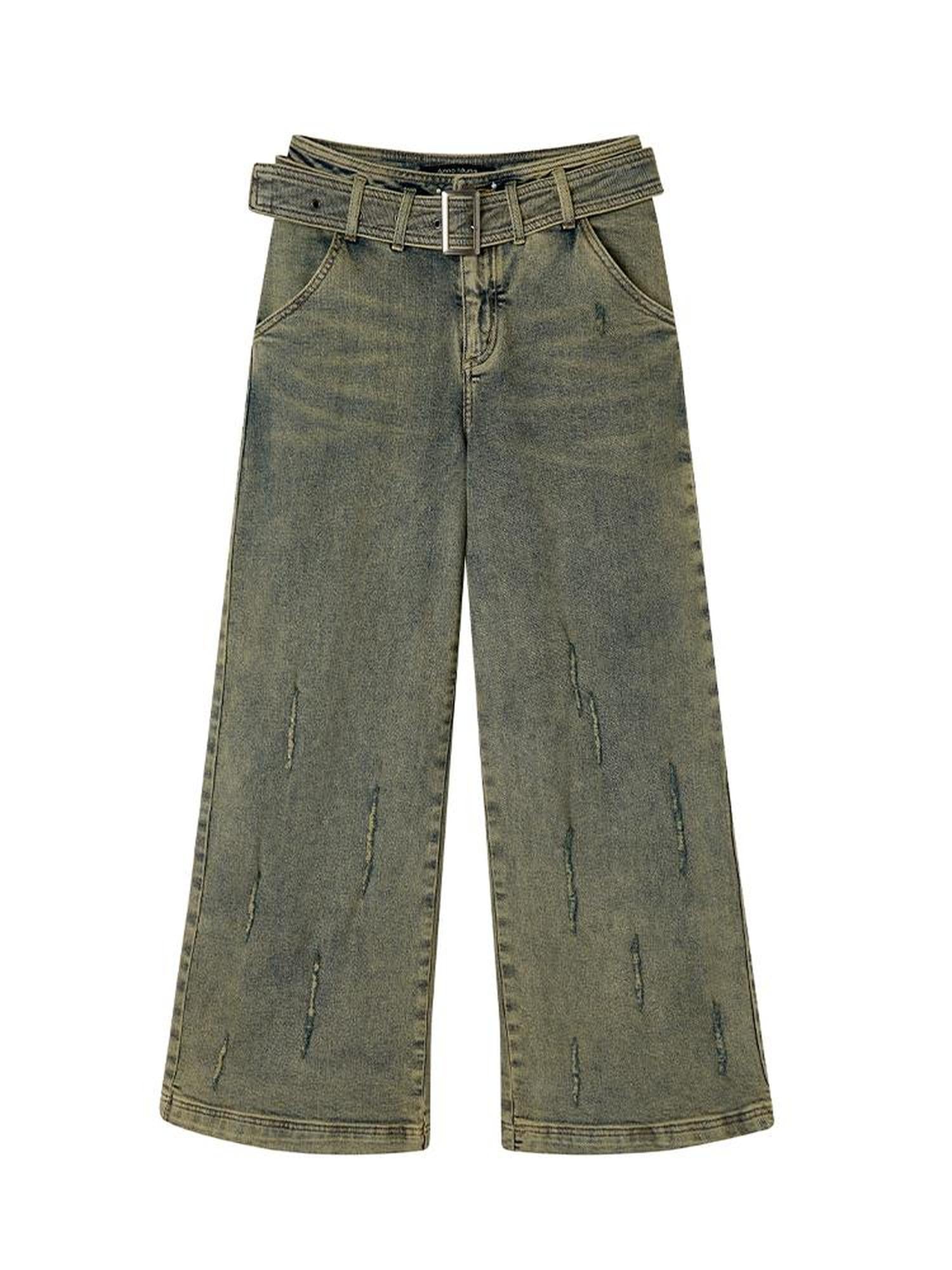 AnnoMundi Vintage Blue Cracked Flare Jeans