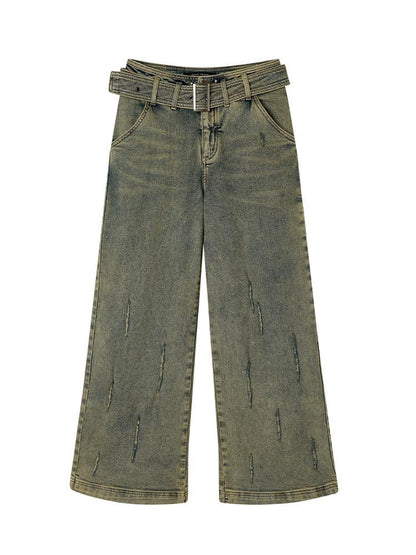 AnnoMundi Vintage Blue Cracked Flare Jeans