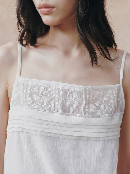 AnnoMundi Vintage Checked Cross Embroidered Ruched A Line Women&