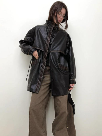 AnnoMundi Vintage Cracked Patina Trench Coat