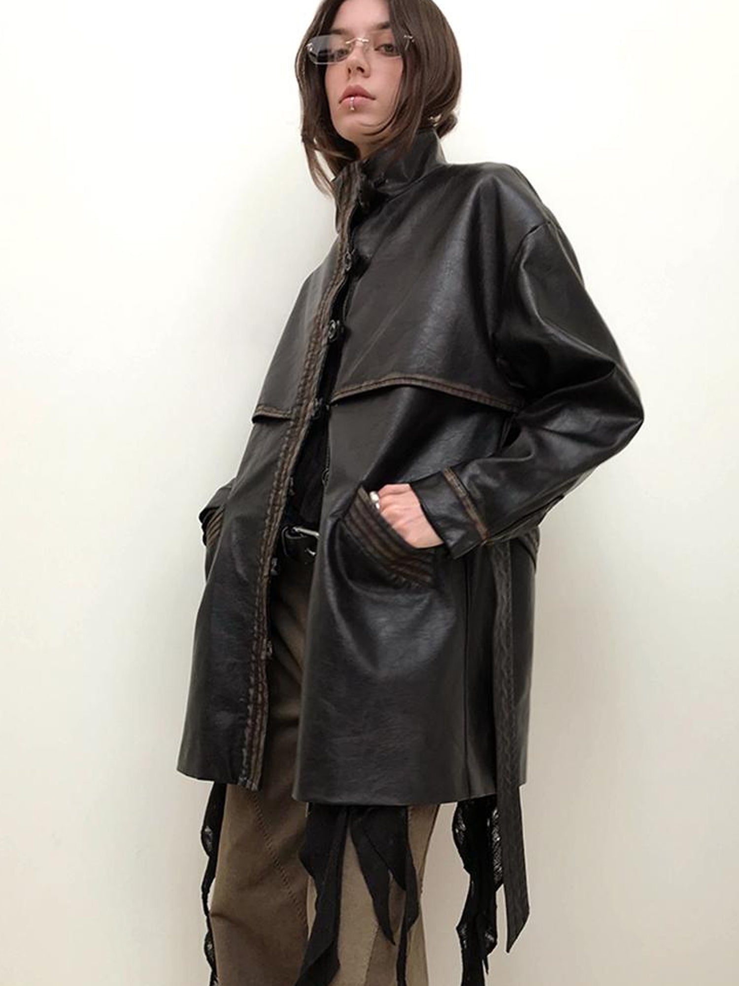 AnnoMundi Vintage Cracked Patina Trench Coat