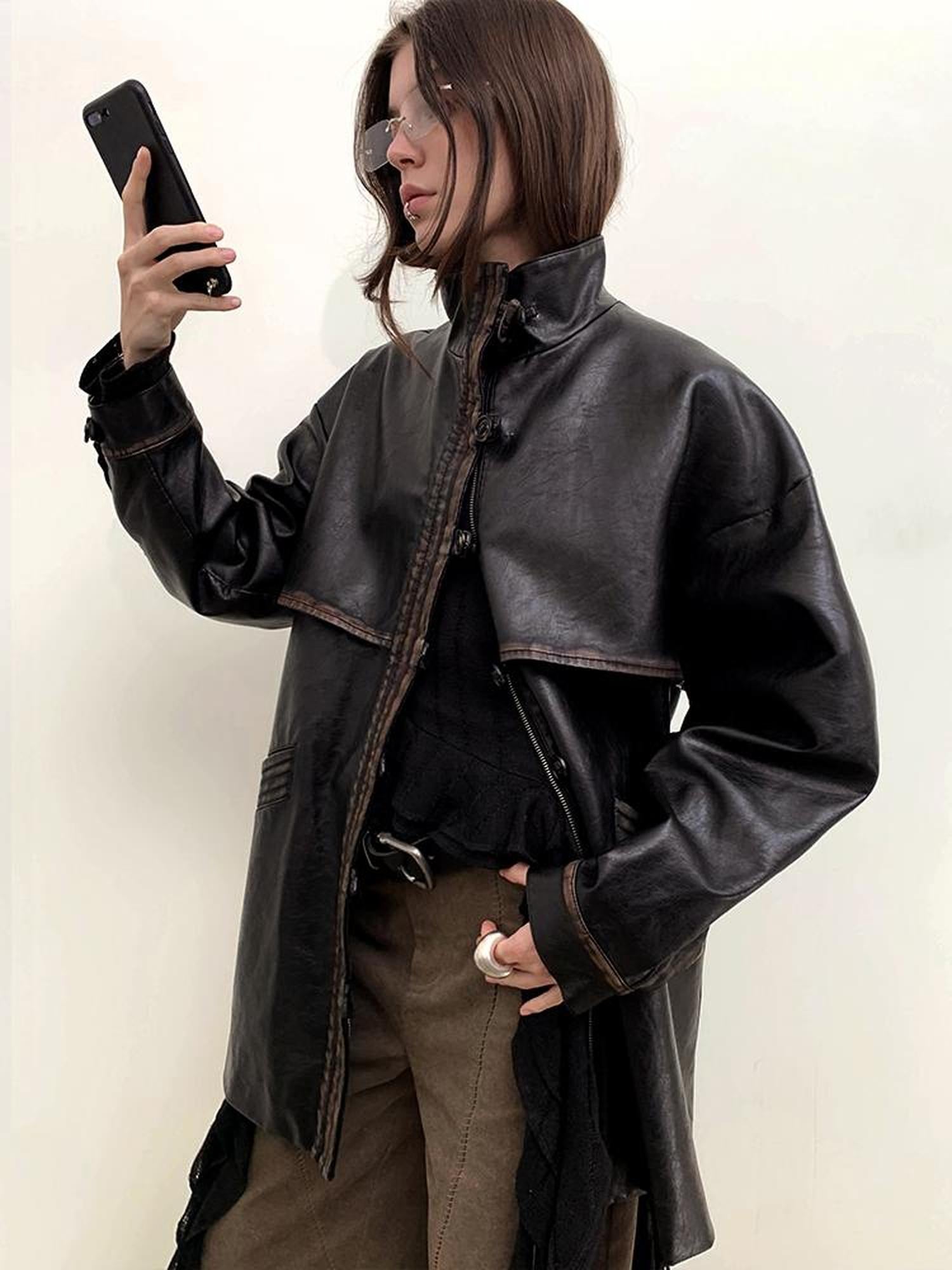 AnnoMundi Vintage Cracked Patina Trench Coat