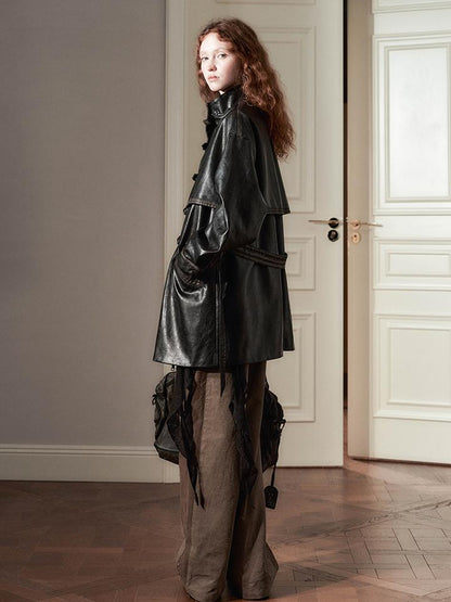 AnnoMundi Vintage Cracked Patina Trench Coat