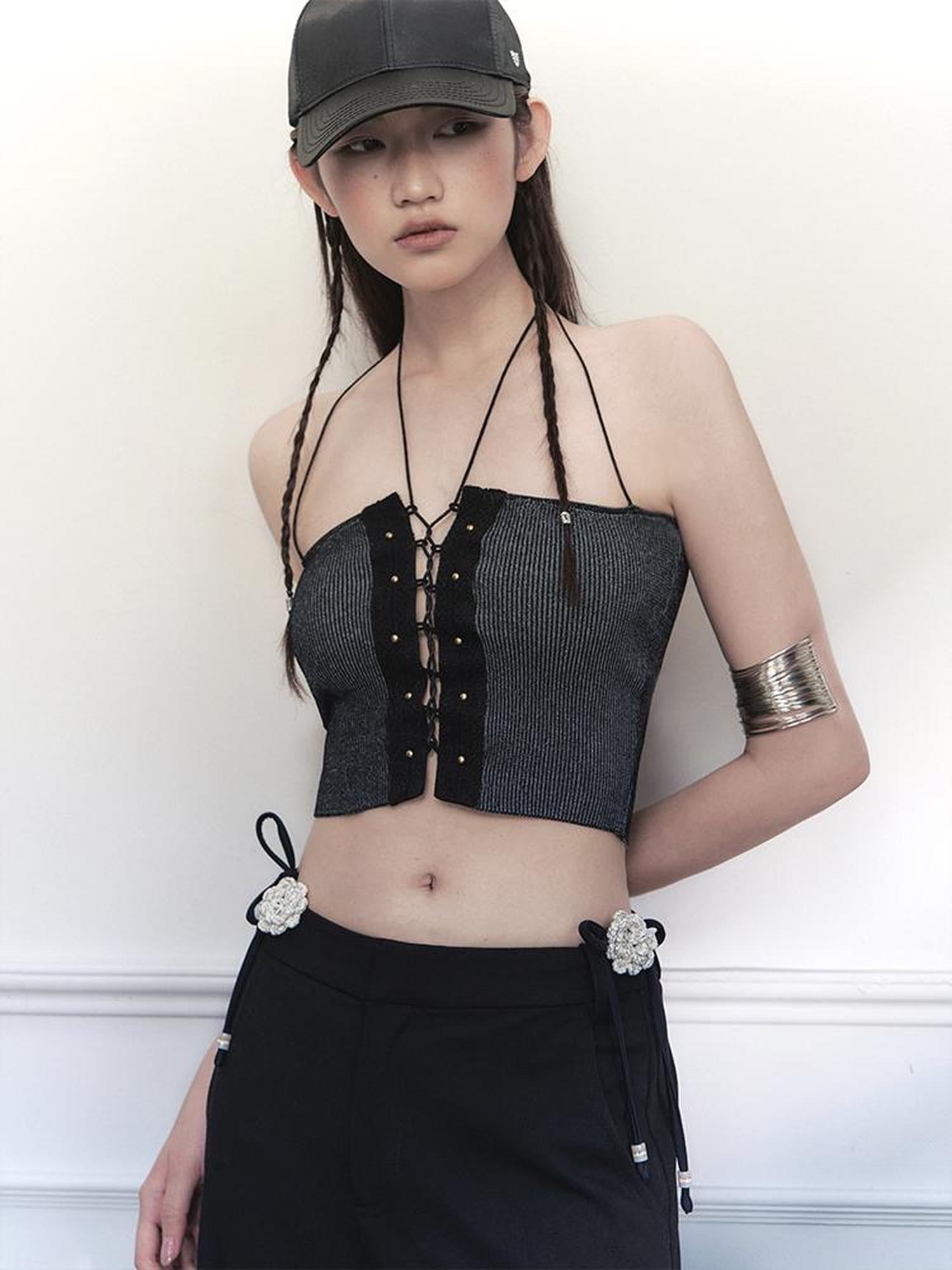 AnnoMundi Vintage Crisscross Halter Top