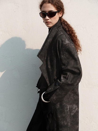 AnnoMundi Vintage Distressed Denim Leather Patchwork Coat