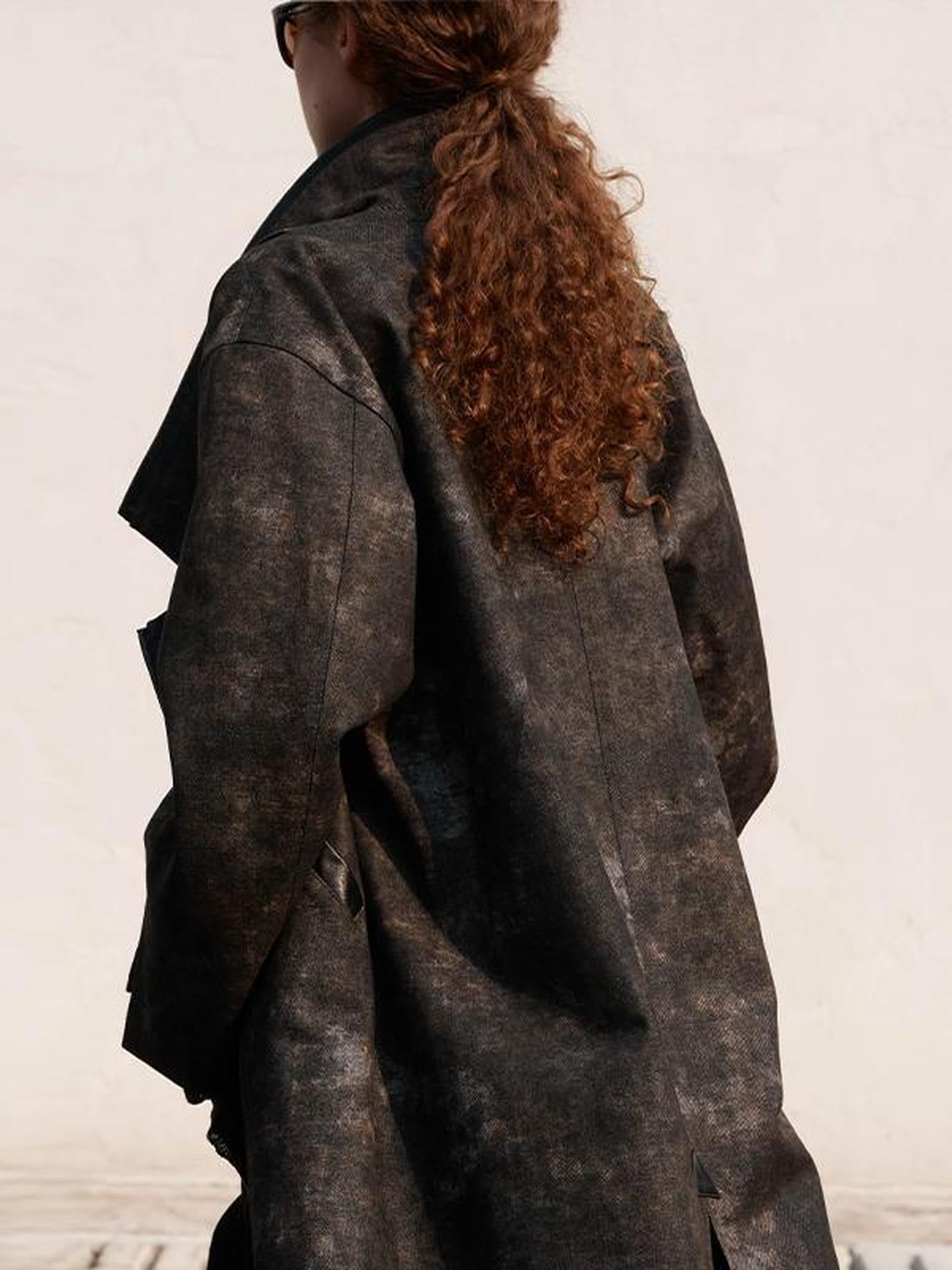 AnnoMundi Vintage Distressed Denim Leather Patchwork Coat