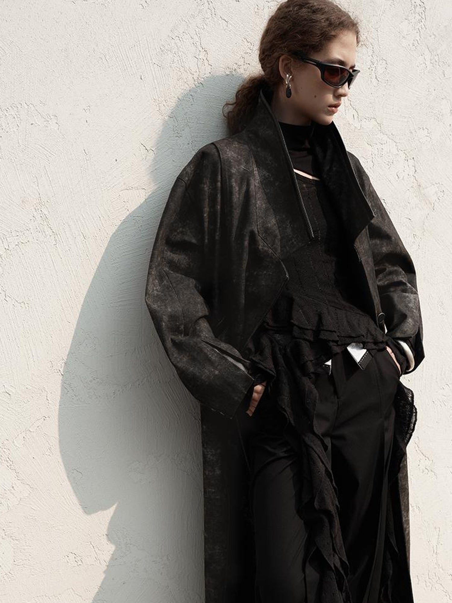 AnnoMundi Vintage Distressed Denim Leather Patchwork Coat