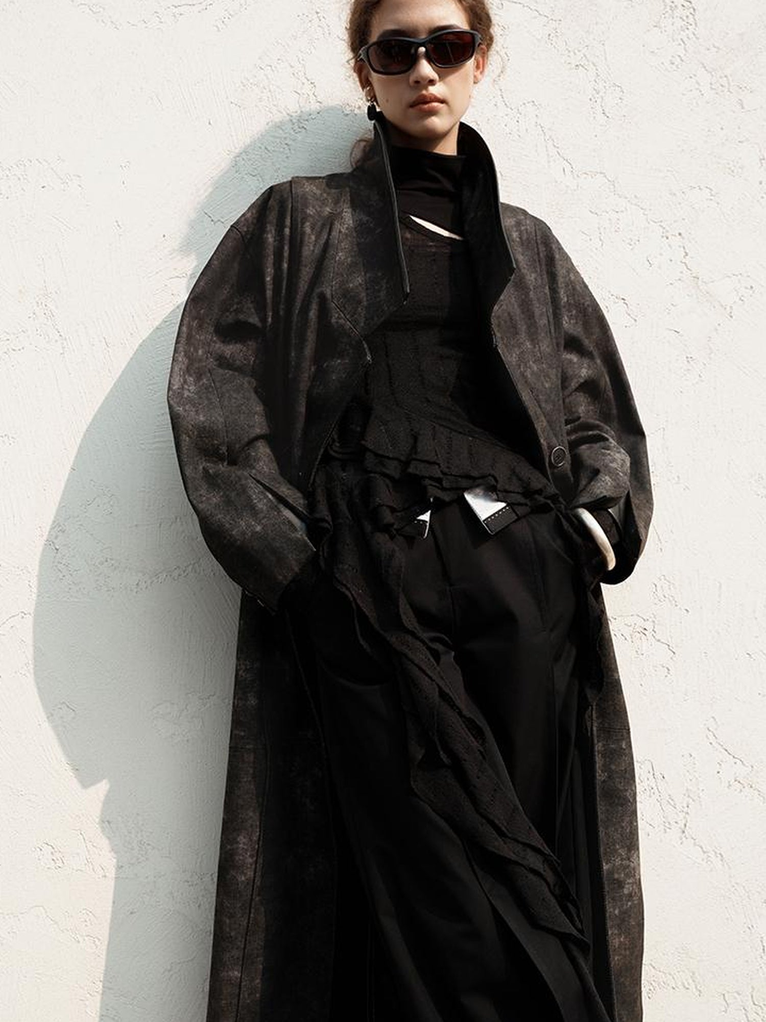AnnoMundi Vintage Distressed Denim Leather Patchwork Coat