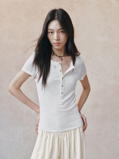AnnoMundi Vintage Embroidered Half Placket Slim Women&