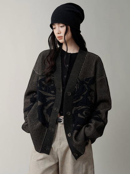AnnoMundi Vintage Floral Jacquard Knit Cardigan