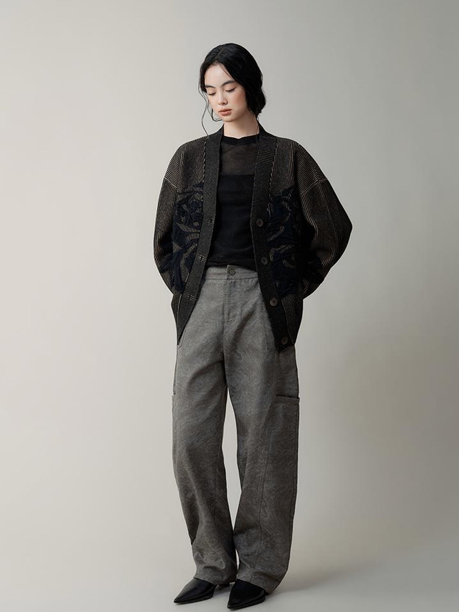 AnnoMundi Vintage Floral Jacquard Knit Cardigan